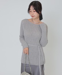 choker ribbon rib knit pullover