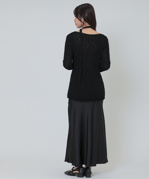 SUWDEE(スーディー)の「choker ribbon rib knit pullover(ニット/セーター・レディース・グレー/アイボリー/ブラック・FREE)」の6枚目の写真