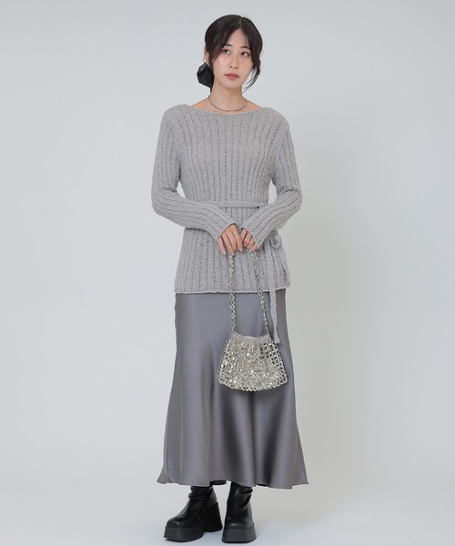 SUWDEE(スーディー)の「choker ribbon rib knit pullover(ニット/セーター・レディース・グレー/アイボリー/ブラック・FREE)」の7枚目の写真