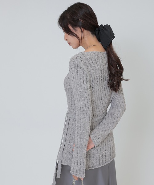 SUWDEE(スーディー)の「choker ribbon rib knit pullover(ニット/セーター・レディース・グレー/アイボリー/ブラック・FREE)」の9枚目の写真