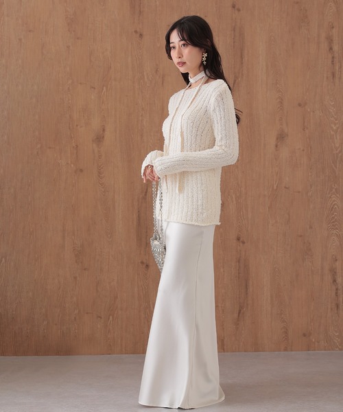 SUWDEE(スーディー)の「choker ribbon rib knit pullover(ニット/セーター・レディース・グレー/アイボリー/ブラック・FREE)」の10枚目の写真