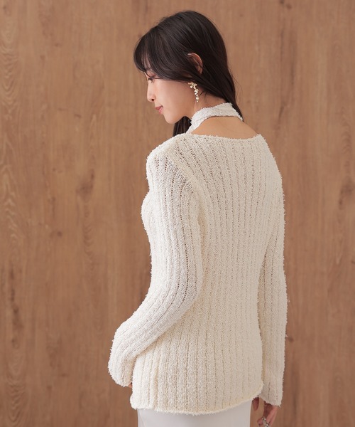 SUWDEE(スーディー)の「choker ribbon rib knit pullover(ニット/セーター・レディース・グレー/アイボリー/ブラック・FREE)」の11枚目の写真