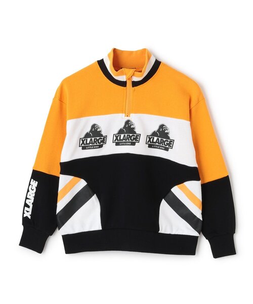 XLARGE KIDS（エクストララージキッズ）の「カラーブロックハーフジップトレーナー（スウェット・キッズ・イエロー/レッド・120cm/140cm/130cm/90cm/100cm/110cm）」の2枚目の写真