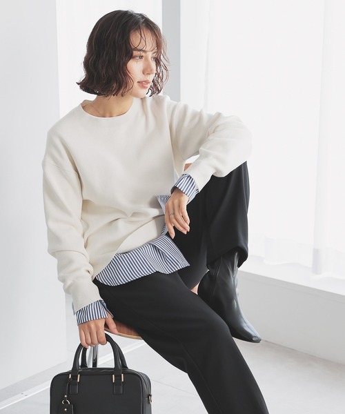 GLACIER lusso（グラシアルッソ）の「【Ｗａｒｍパンツ】ウォームテーパードパンツ（スラックス・レディース・ダークブルー/ベージュ/アイボリー/ブラック・L/S/LL/M）」の9枚目の写真