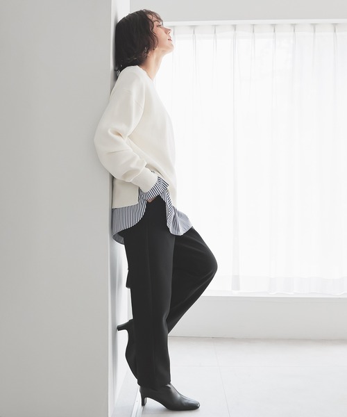 GLACIER lusso（グラシアルッソ）の「【Ｗａｒｍパンツ】ウォームテーパードパンツ（スラックス・レディース・ダークブルー/ベージュ/アイボリー/ブラック・L/S/LL/M）」の10枚目の写真