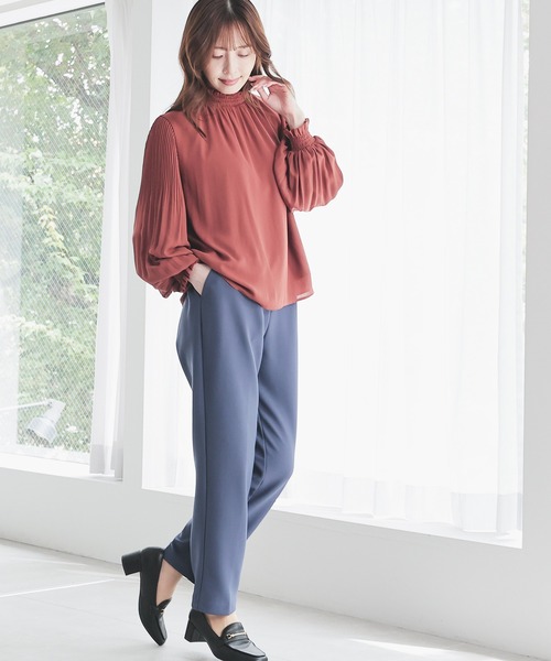 GLACIER lusso（グラシアルッソ）の「【Ｗａｒｍパンツ】ウォームテーパードパンツ（スラックス・レディース・ダークブルー/ベージュ/アイボリー/ブラック・L/S/LL/M）」の14枚目の写真