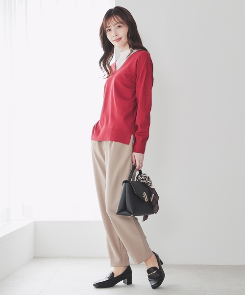 GLACIER lusso（グラシアルッソ）の「【Ｗａｒｍパンツ】ウォームテーパードパンツ（スラックス・レディース・ダークブルー/ベージュ/アイボリー/ブラック・L/S/LL/M）」の16枚目の写真