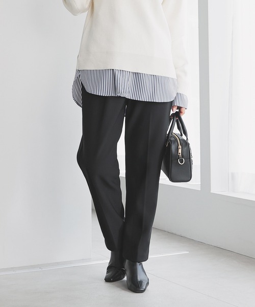 GLACIER lusso（グラシアルッソ）の「【Ｗａｒｍパンツ】ウォームテーパードパンツ（スラックス・レディース・ダークブルー/ベージュ/アイボリー/ブラック・L/S/LL/M）」の11枚目の写真