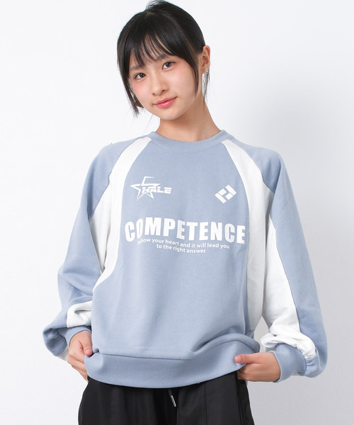 RiCO SUCRE（リコシュクレ）の「【裏毛】袖切替ラグラン配色トレーナー（スウェット・キッズ・ブラック/サックスブルー/杢グレー・140/160/150）」の3枚目の写真