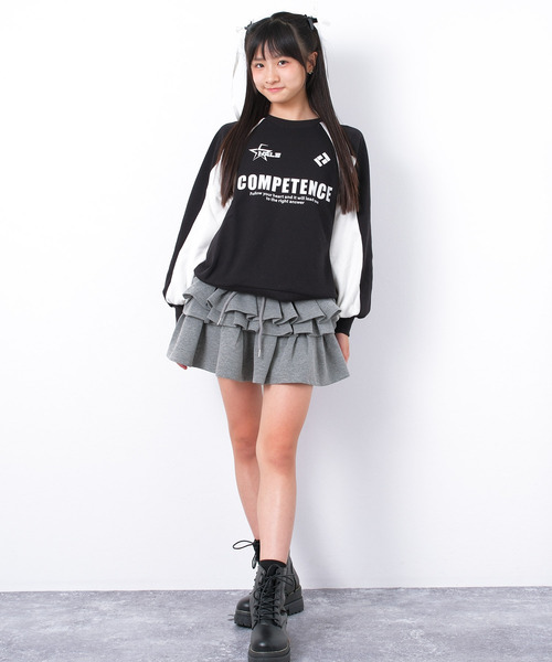 RiCO SUCRE（リコシュクレ）の「【裏毛】袖切替ラグラン配色トレーナー（スウェット・キッズ・ブラック/サックスブルー/杢グレー・140/160/150）」の4枚目の写真