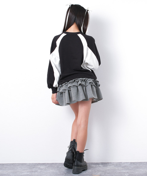 RiCO SUCRE（リコシュクレ）の「【裏毛】袖切替ラグラン配色トレーナー（スウェット・キッズ・ブラック/サックスブルー/杢グレー・140/160/150）」の6枚目の写真