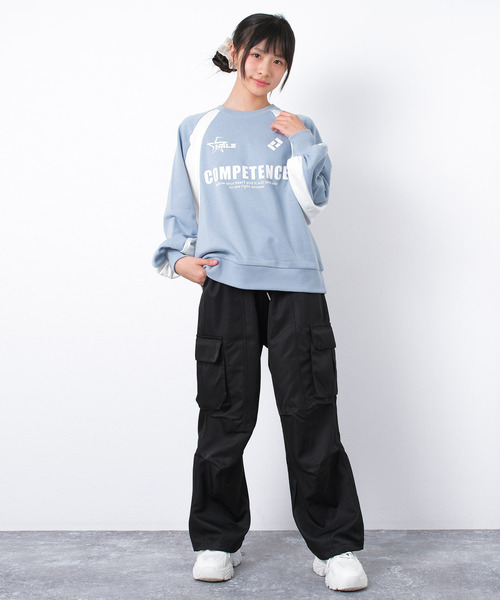 RiCO SUCRE（リコシュクレ）の「【裏毛】袖切替ラグラン配色トレーナー（スウェット・キッズ・ブラック/サックスブルー/杢グレー・140/160/150）」の10枚目の写真