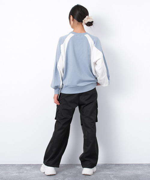 RiCO SUCRE（リコシュクレ）の「【裏毛】袖切替ラグラン配色トレーナー（スウェット・キッズ・ブラック/サックスブルー/杢グレー・140/160/150）」の11枚目の写真