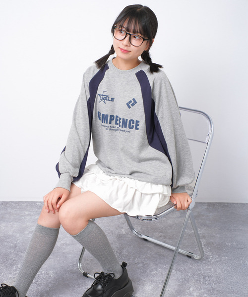 RiCO SUCRE（リコシュクレ）の「【裏毛】袖切替ラグラン配色トレーナー（スウェット・キッズ・ブラック/サックスブルー/杢グレー・140/160/150）」の7枚目の写真