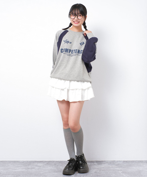 RiCO SUCRE（リコシュクレ）の「【裏毛】袖切替ラグラン配色トレーナー（スウェット・キッズ・ブラック/サックスブルー/杢グレー・140/160/150）」の8枚目の写真