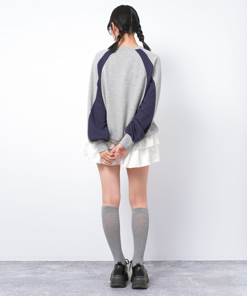 RiCO SUCRE（リコシュクレ）の「【裏毛】袖切替ラグラン配色トレーナー（スウェット・キッズ・ブラック/サックスブルー/杢グレー・140/160/150）」の9枚目の写真