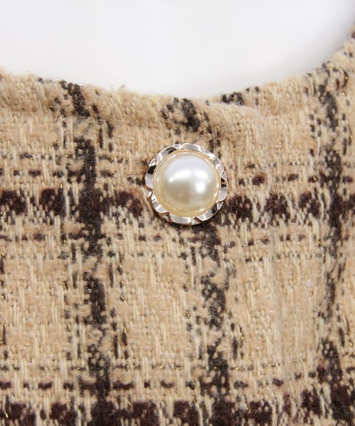 clear（クリア）の「ツイードチュニック＆ショートパンツセット[大人 フェミニン 上品]（チュニック・レディース・オフホワイト/ベージュ/ピンク・S/M）」の6枚目の写真