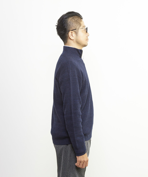 MEN'S MELROSE（メンズメルローズ）の「タックリブスタンドZIP / ドライバーズニット（カーディガン/ボレロ・メンズ・グレー/ネイビー・2/4/3）」の11枚目の写真