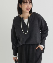 Right-on | 【HONEYSUCKLE ROSE】スキッパーセーター (スキッパー/抜け感/リラックスシルエット/ボリュームスリーブ/ストレッチ/上品見え/きれいめカジュアル/デイリー)(ニット/セーター)