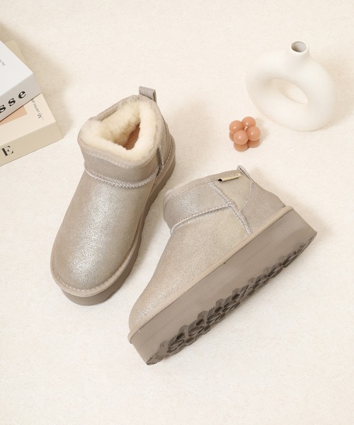 【nana】 L.B.Evansムートンブーツ エルビーエヴァンズ L.B.Evans Dede 厚底ムートンブーツ （Black