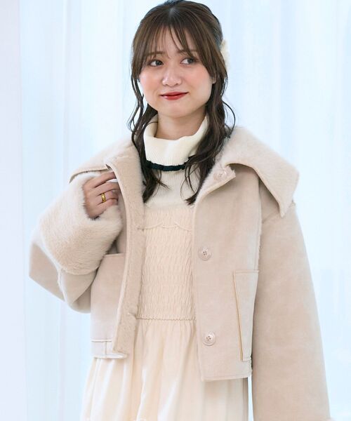 MAJESTIC LEGON(マジェスティックレゴン)の「リバーシブルビッグカラーブルゾン(ブルゾン・レディース・アイボリー/ブラウン・SMALL/MEDIUM)」の1枚目の写真