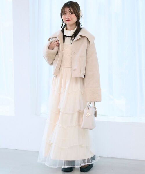 MAJESTIC LEGON(マジェスティックレゴン)の「リバーシブルビッグカラーブルゾン(ブルゾン・レディース・アイボリー/ブラウン・SMALL/MEDIUM)」の6枚目の写真