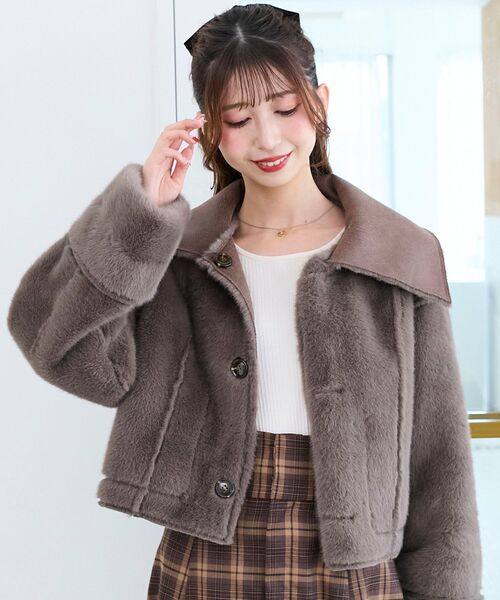 MAJESTIC LEGON(マジェスティックレゴン)の「リバーシブルビッグカラーブルゾン(ブルゾン・レディース・アイボリー/ブラウン・SMALL/MEDIUM)」の17枚目の写真