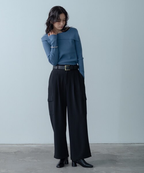 GALLEST(ギャレスト)の「メランジツイルカーゴパンツ(その他パンツ・レディース・グレー/ブラック・36/38/40)」の5枚目の写真