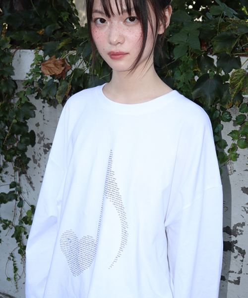 RONRON（ロンロン）の「HEART NOTE TYPE OVER FIT LONG SLEEVE WHITE（Tシャツ/カットソー・レディース・その他・FREE）」の3枚目の写真