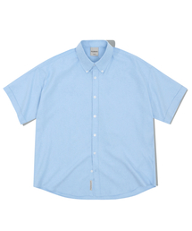 オーバーフィットオックスフォードハーフシャツ - スカイブルー