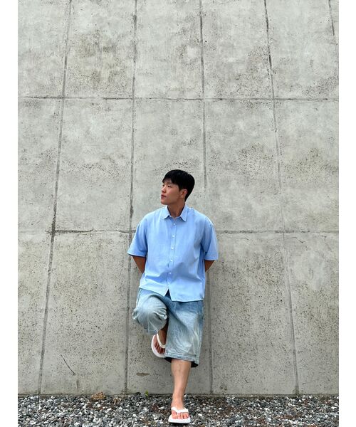 F.ILLUMINATE（フィルミネイト）の「オーバーフィットオックスフォードハーフシャツ - スカイブルー（シャツ/ブラウス・レディース・その他・LARGE）」の7枚目の写真