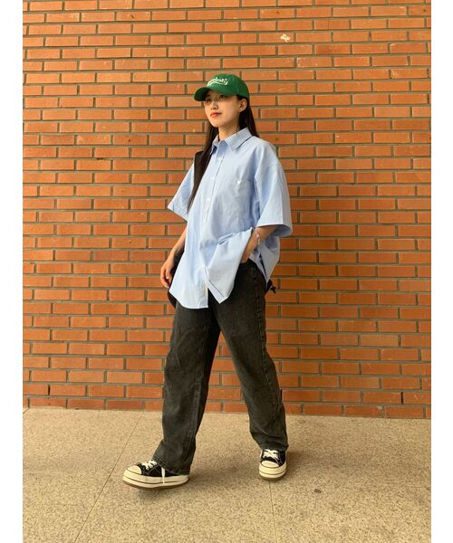 F.ILLUMINATE（フィルミネイト）の「オーバーフィットオックスフォードハーフシャツ - スカイブルー（シャツ/ブラウス・レディース・その他・LARGE）」の8枚目の写真