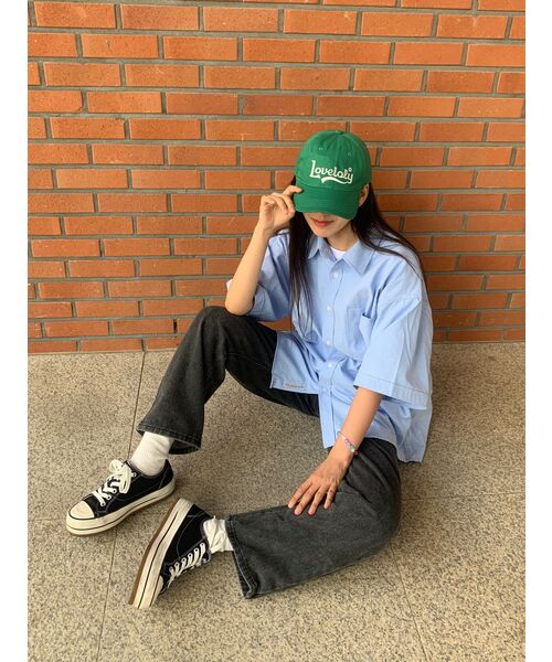 F.ILLUMINATE（フィルミネイト）の「オーバーフィットオックスフォードハーフシャツ - スカイブルー（シャツ/ブラウス・レディース・その他・LARGE）」の9枚目の写真