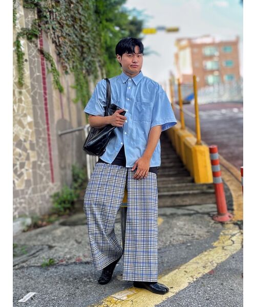 F.ILLUMINATE（フィルミネイト）の「オーバーフィットオックスフォードハーフシャツ - スカイブルー（シャツ/ブラウス・レディース・その他・LARGE）」の10枚目の写真