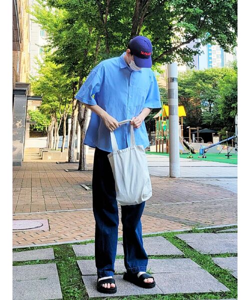 F.ILLUMINATE（フィルミネイト）の「オーバーフィットオックスフォードハーフシャツ - スカイブルー（シャツ/ブラウス・レディース・その他・LARGE）」の11枚目の写真