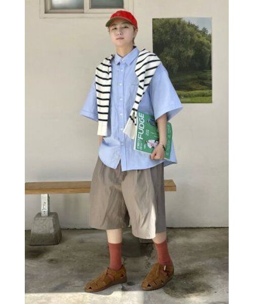 F.ILLUMINATE（フィルミネイト）の「オーバーフィットオックスフォードハーフシャツ - スカイブルー（シャツ/ブラウス・レディース・その他・LARGE）」の17枚目の写真