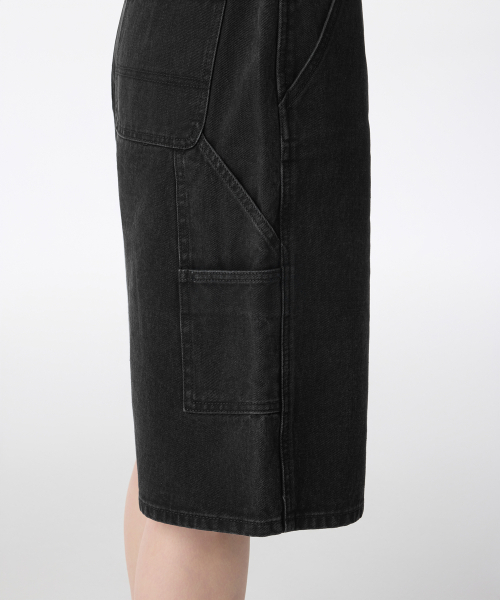 MUSINSA STANDARD WOMAN（ムシンサスタンダードウーマン）の「ウィメンズカーペンターバミューダデニムパンツ[ウォッシュドブラック]（デニムパンツ・レディース・その他・30/28/29/25/26/27/24）」の7枚目の写真