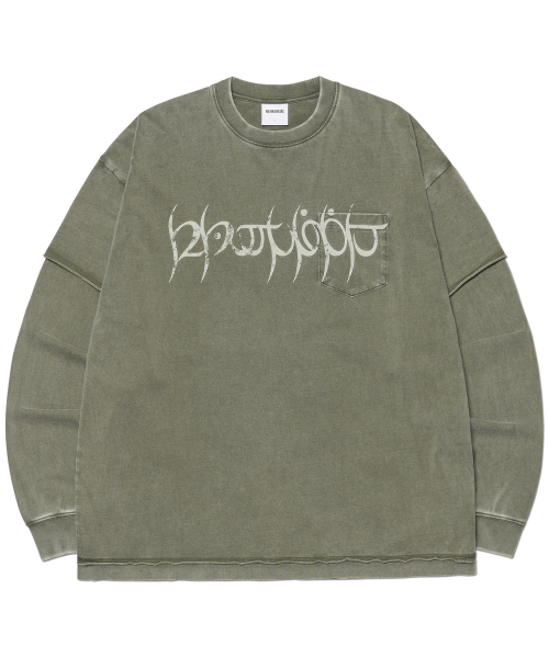 NOMANUAL(NOMANUAL)の「A.R LONG SLEEVE TEE - WASHED KHAKI(Tシャツ/カットソー・レディース・その他・MEDIUM/LARGE/X-LARGE)」の1枚目の写真