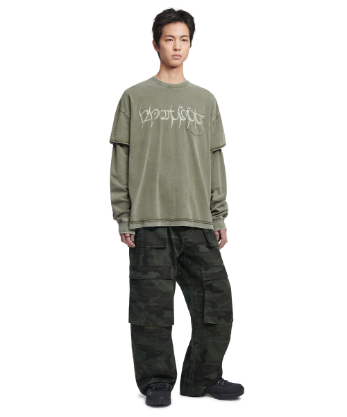 NOMANUAL(NOMANUAL)の「A.R LONG SLEEVE TEE - WASHED KHAKI(Tシャツ/カットソー・レディース・その他・MEDIUM/LARGE/X-LARGE)」の3枚目の写真
