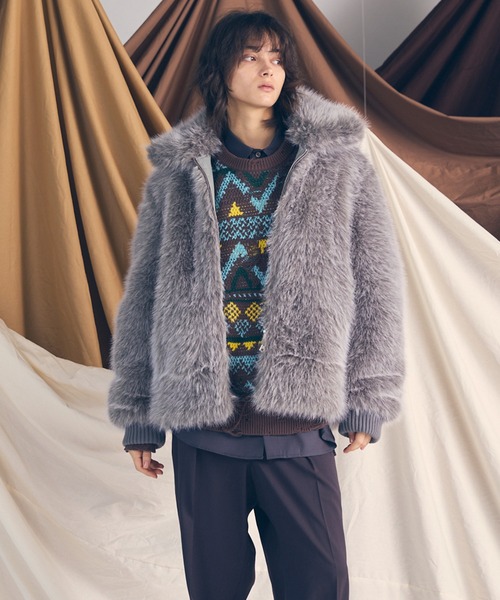 MAISON SPECIAL（メゾンスペシャル）の「《UNISEX》Luxury Volume Eco Fur Prime-Over Blouson/ラグジュアリーボリュームエコファープライムオーバーブルゾン【MAISON SPECIAL/メゾンスペシャル】（ブルゾン・メンズ・ブラック/グレー・0/1/2）」の11枚目の写真