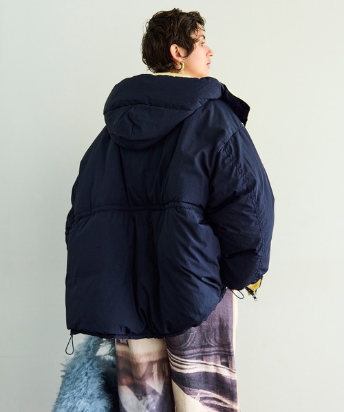 【パラディーゾ】ダウンジャケット　リバーシブル　総柄ブルーxネイビー　LL 厚手 パラディーゾ】ダウンジャケット リバーシブル 総柄ブルーxネイビー LL