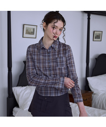 See-through Check Shirt [Blue]