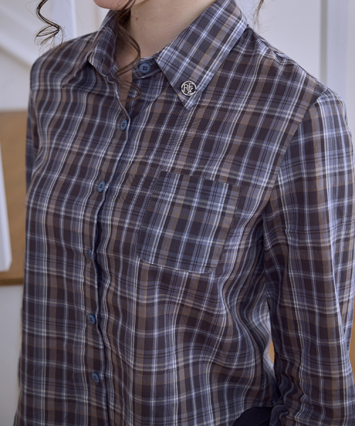 ROSEFRANTZ（ロゼフランツ）の「See-through Check Shirt [Blue]（シャツ/ブラウス・レディース・ブルー・FREE）」の2枚目の写真