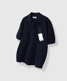 MOOD INSIDE（ムードインサイド）の「スカシヒドンカラー ニット_Navy（ポロシャツ）」