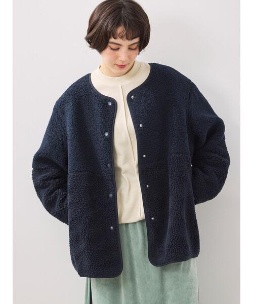 SM2（エスエムツー）の「切替ボアジャケット（ノーカラージャケット・レディース・チャコールグレー/ネイビー/キナリ・F）」の3枚目の写真