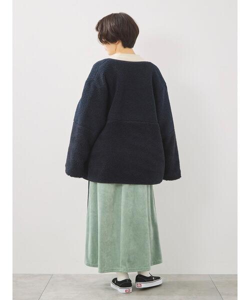 SM2（エスエムツー）の「切替ボアジャケット（ノーカラージャケット・レディース・チャコールグレー/ネイビー/キナリ・F）」の7枚目の写真