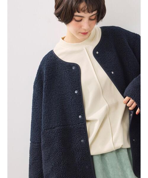 SM2（エスエムツー）の「切替ボアジャケット（ノーカラージャケット・レディース・チャコールグレー/ネイビー/キナリ・F）」の8枚目の写真