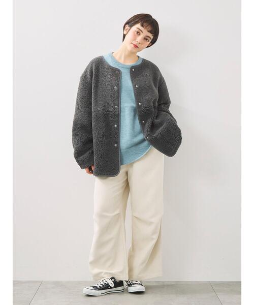 SM2（エスエムツー）の「切替ボアジャケット（ノーカラージャケット・レディース・チャコールグレー/ネイビー/キナリ・F）」の13枚目の写真