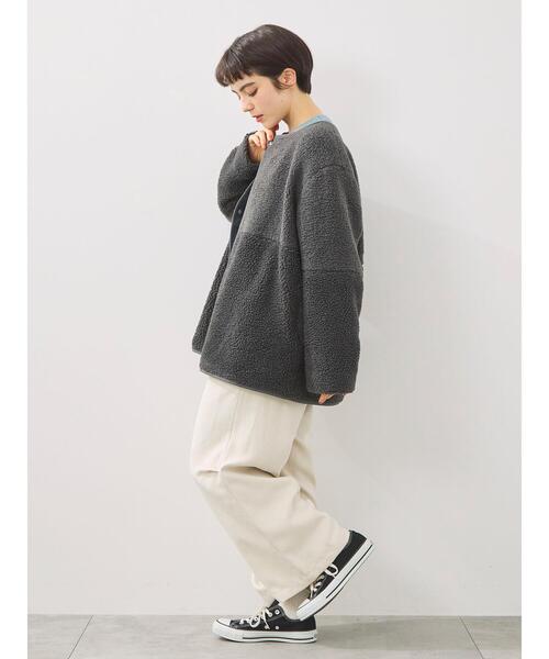 SM2（エスエムツー）の「切替ボアジャケット（ノーカラージャケット・レディース・チャコールグレー/ネイビー/キナリ・F）」の14枚目の写真