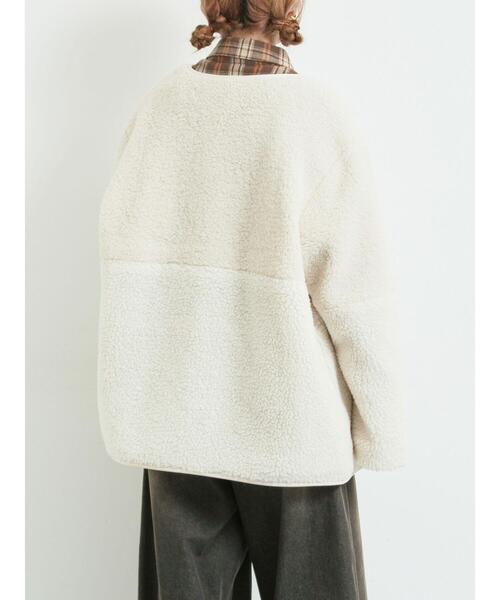 SM2（エスエムツー）の「切替ボアジャケット（ノーカラージャケット・レディース・チャコールグレー/ネイビー/キナリ・F）」の18枚目の写真